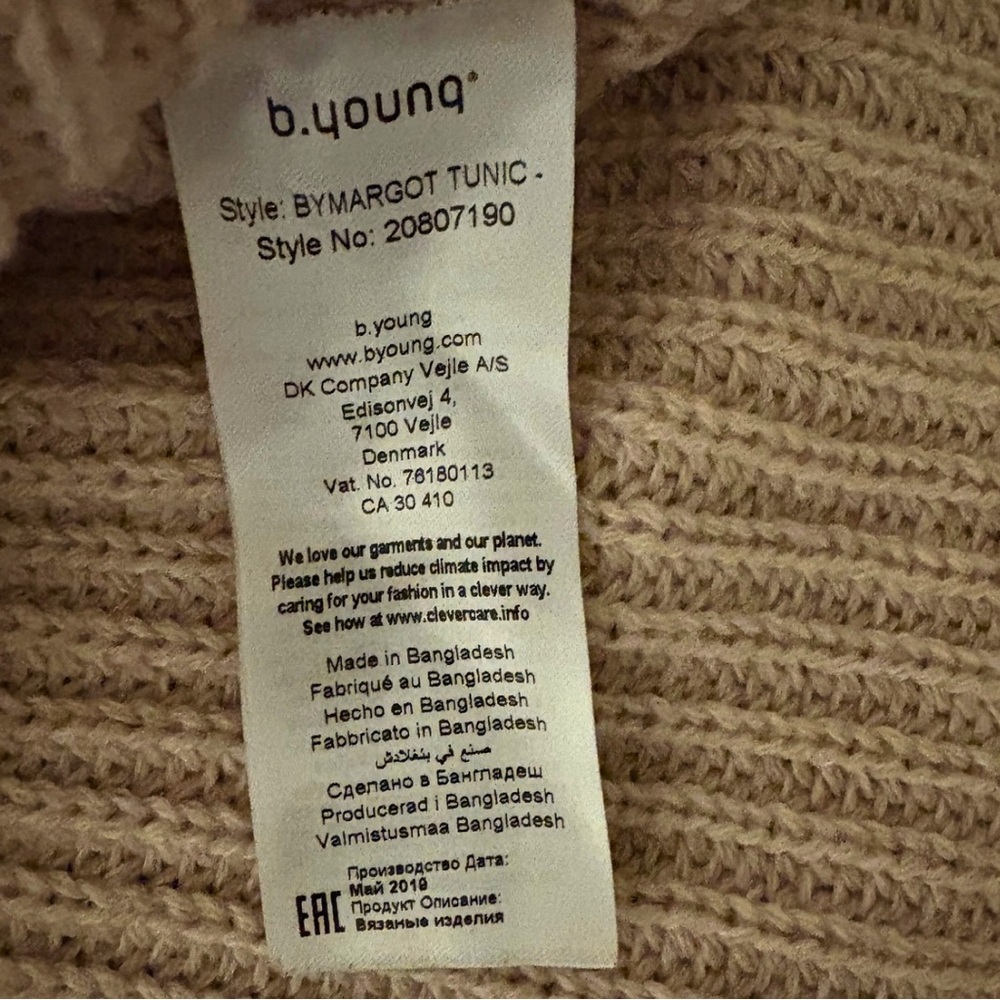 b.young Ribbed Turtleneck Tunic Sweater Blush Pink Small - Picture 5 of 6